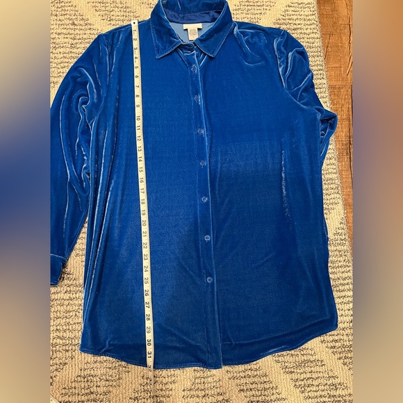 Soft surroundings Blue Velvet Button Up Blouse Tunic - Picture 9 of 16